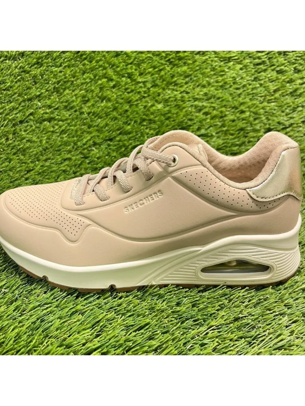 Skechers Uno Shimmer Away Womens Size 7 Beige Athletic Running Shoes Sneakers